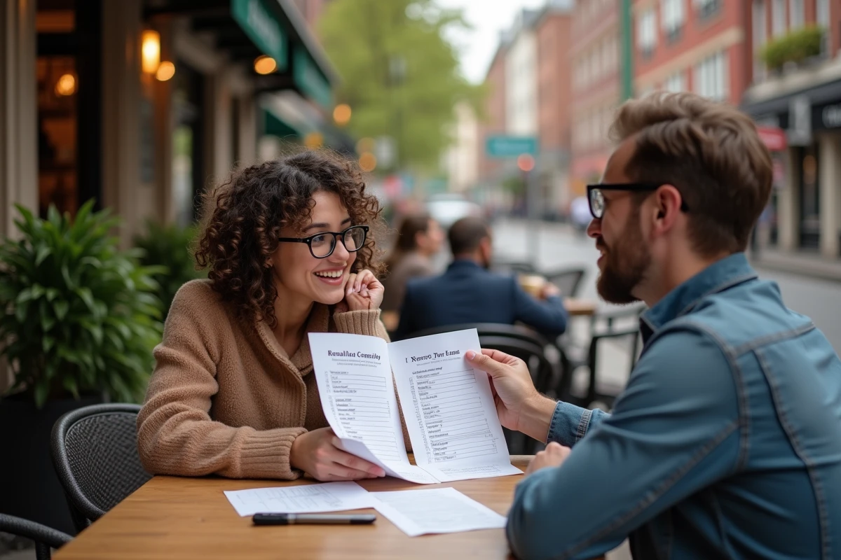 Amis discutant de tests de compatibilite en plein air