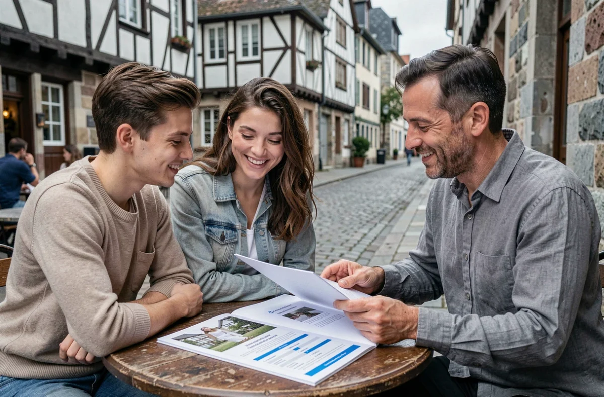 Consultation tarif photographe mariage en terrasse dans le centre historique de Quimper