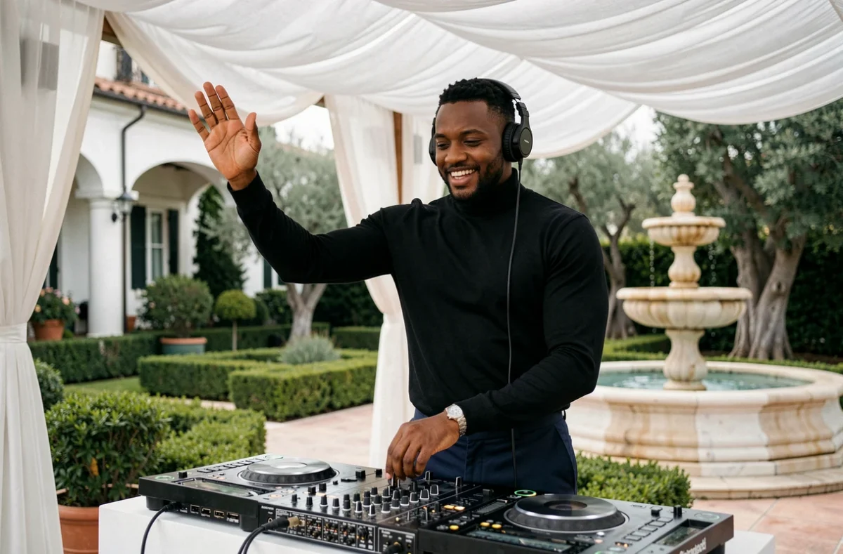 DJ ATIG en performance lors d'un mariage de luxe sur la Côte d'Azur à Nice