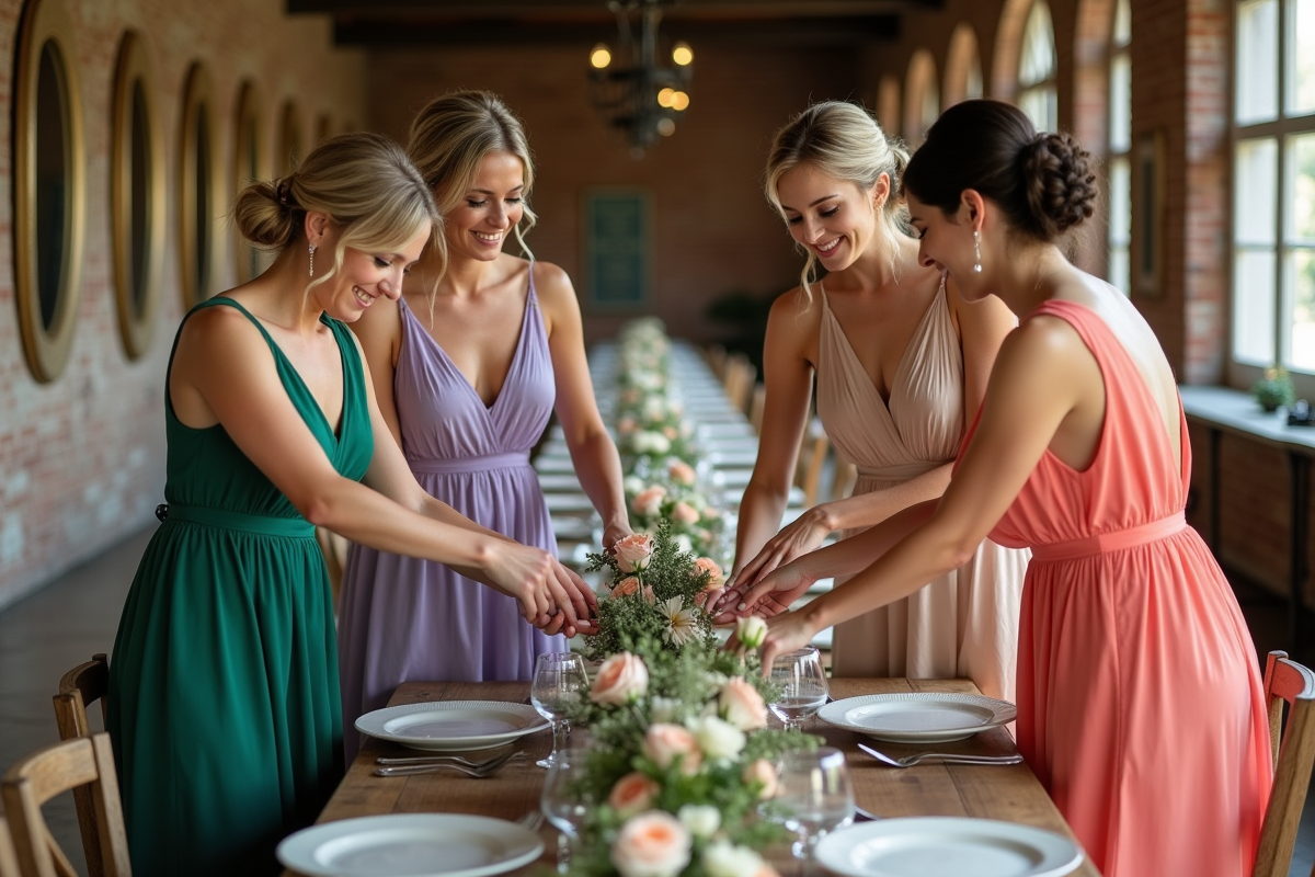 Femmes en robes de demoiselles d