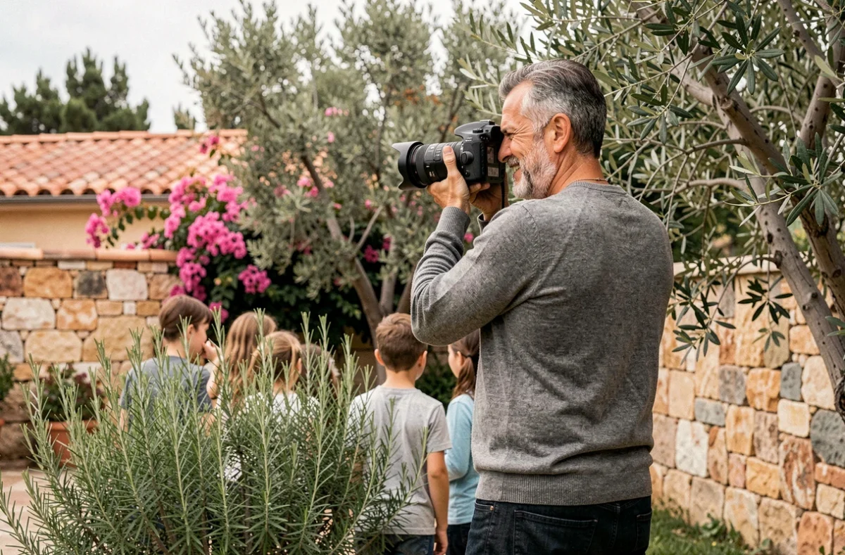 Photographe de famille en séance dans un jardin méditerranéen typique du Var à La Valette-du-Var