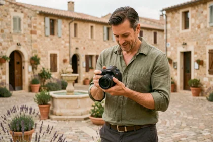 Photographe professionnel en extérieur dans un village méditerranéen près de La Valette-du-Var