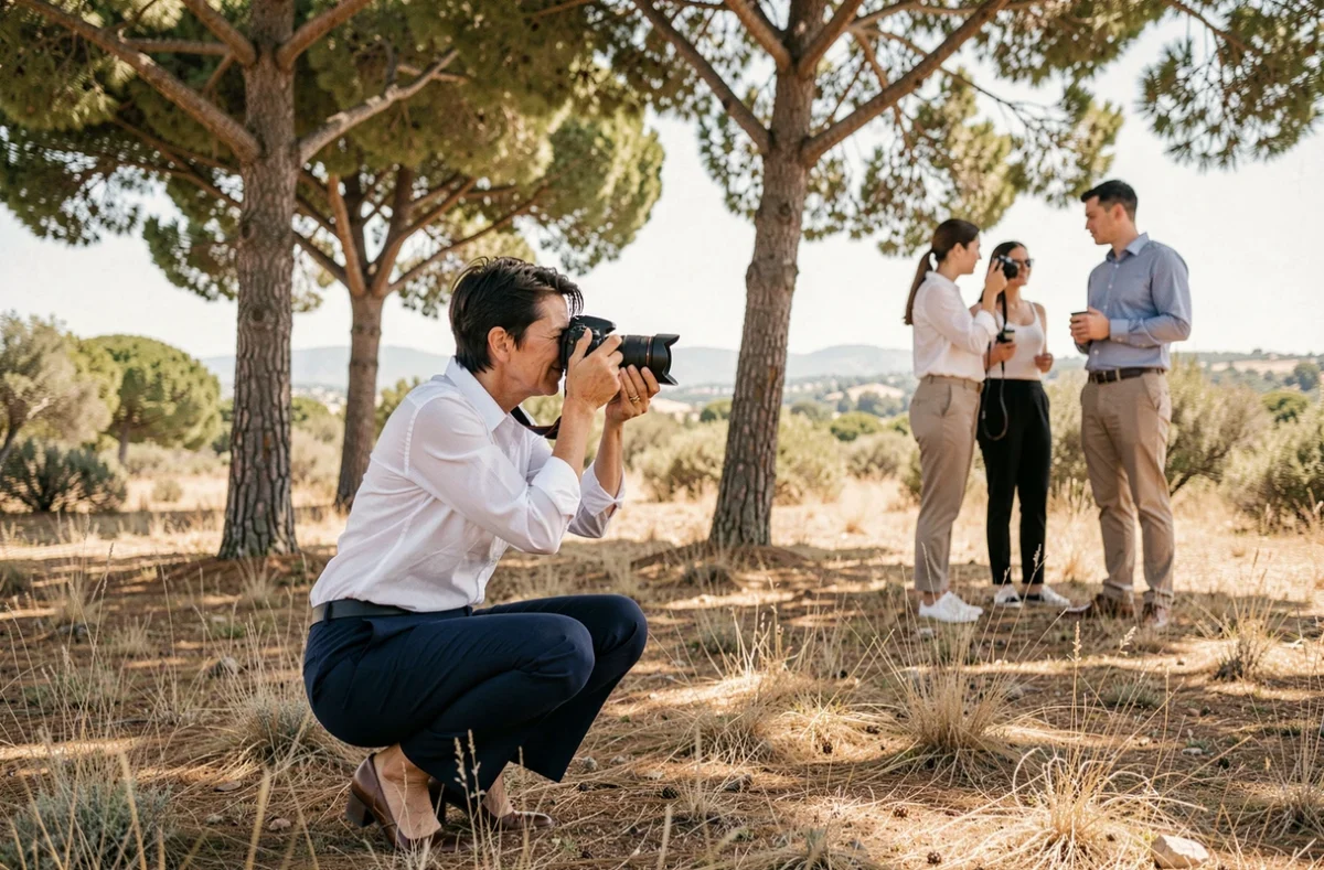 Photographe femme en séance photo de couple dans un parc du Var près de La Valette-du-Var