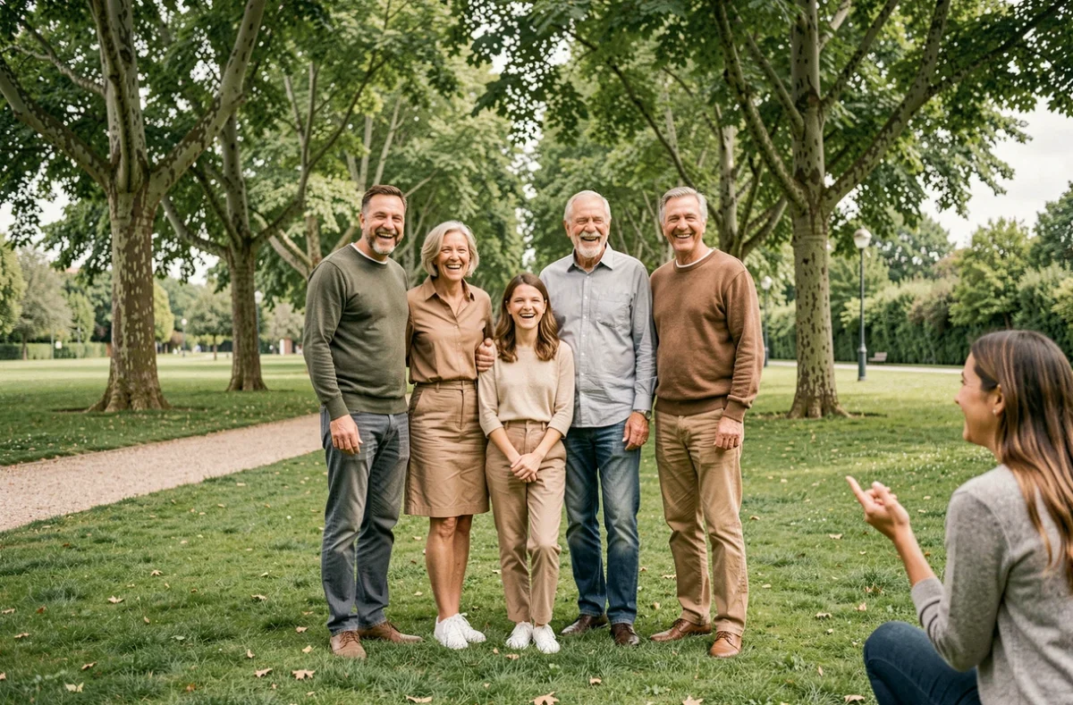 Séance photo de famille en plein air dans un parc de Bobigny lors d'une occasion spéciale